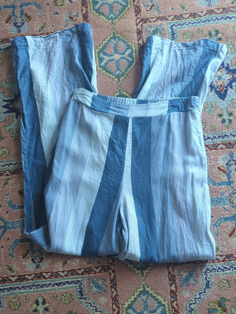 Striped Blue Wide-Leg Women’s Pants